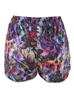 Shorts Tactel Feminino Adulto Estampa Folhas 31636 Vanton Preto