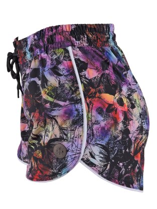 Shorts Tactel Feminino Adulto Estampa Folhas 31636 Vanton Preto