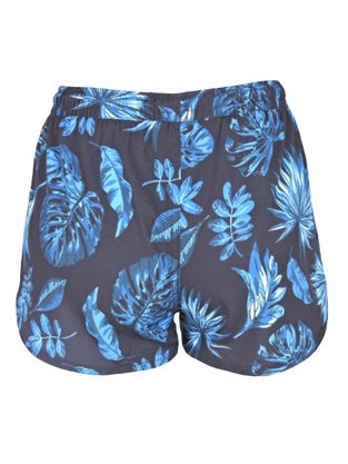Shorts Tactel Feminino Estampa Folhagem 332051 Vanton Preto e Azul