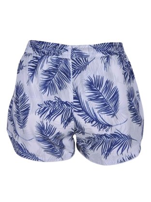 Shorts Tactel Feminino Estampa Folhagem 332061 Vanton Branco e Marinho