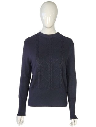 Suéter Feminino Adulto Tricot Gola Careca 87.09.0309 Mosaico Preto