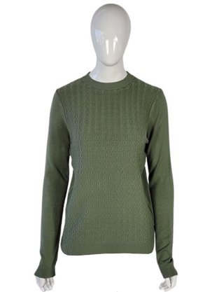 Suéter Feminino Adulto Tricot Gola Careca 87.09.0310 Mosaico Verde