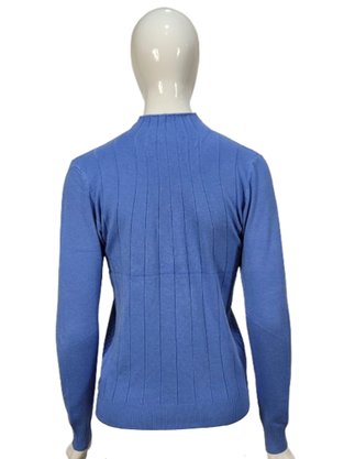 Suéter Feminino Gola Alta Modal trabalhado 2452 Dunialin Azul Claro