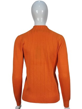 Suéter Feminino Gola Alta Modal trabalhado 2452 Dunialin Laranja