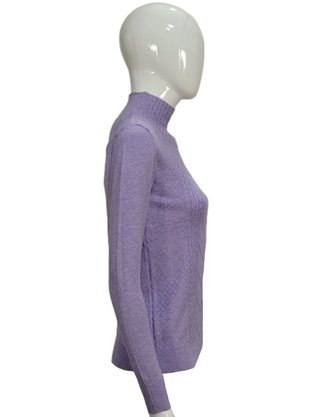 Suéter Feminino Gola Alta Modal trabalhado 2452 Dunialin Lilás