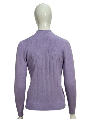 Suéter Feminino Gola Alta Modal trabalhado 2452 Dunialin Lilás