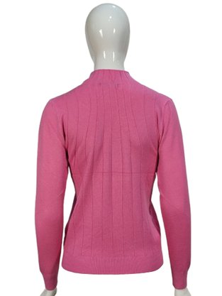 Suéter Feminino Gola Alta Modal trabalhado 2452 Dunialin Rosa
