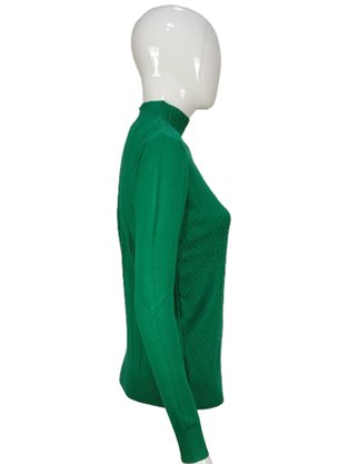 Suéter Feminino Gola Alta Modal trabalhado 2452 Dunialin Verde