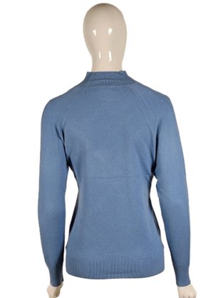 Suéter Feminino Gola Média Trabalhado  S00825 Dunialin Azul Claro