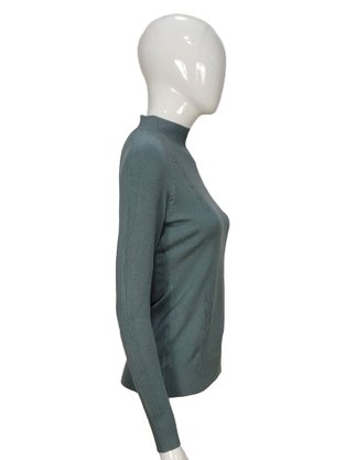 Suéter Feminino Gola Média Trabalhado  S00825 Dunialin Verde