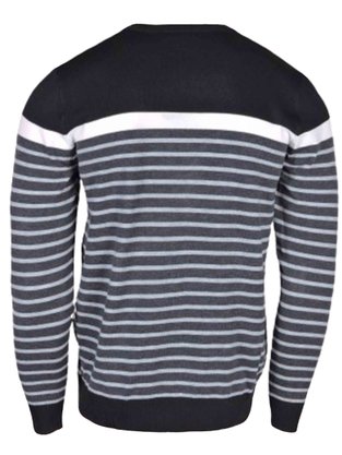 Suéter Masculino Adulto Detalhe Listras ST-07 Cold Land Preto e Cinza