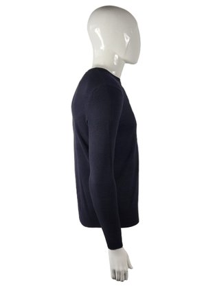 Suéter Masculino Gola Redonda Modal Trabalhado S03225 Dunialin Preto