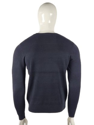 Suéter Masculino Gola Redonda Modal Trabalhado S03225 Dunialin Preto