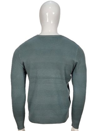Suéter Masculino Gola Redonda Modal Trabalhado S03225 Dunialin Verde