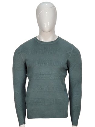 Suéter Masculino Gola Redonda Modal Trabalhado S03225 Dunialin Verde