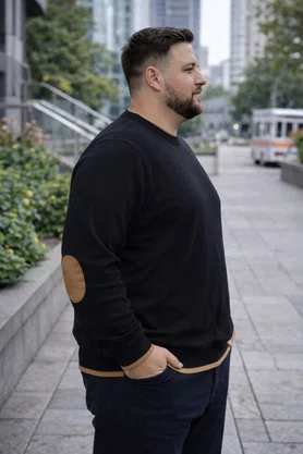 Sueter Masculino Plus Size Com Gola Redonda MS-100 Nautica Preto
