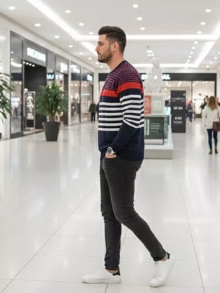 Suéter Masculino Plus Size  MGLR-107 Code Blue Preto/Vermelho
