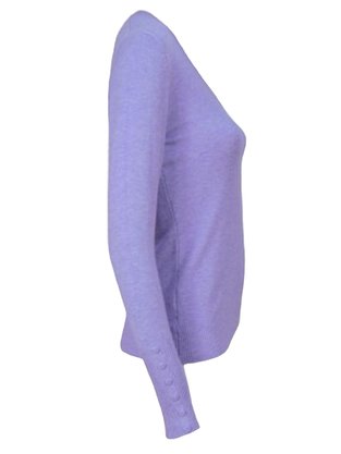Suéter Tricô Feminino Detalhe Punho Com Botões 2453 Dunialin Lilás