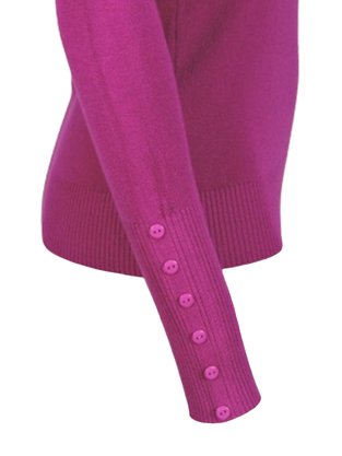 Suéter Tricô Feminino Detalhe Punho Com Botões 2453 Dunialin Orquidea