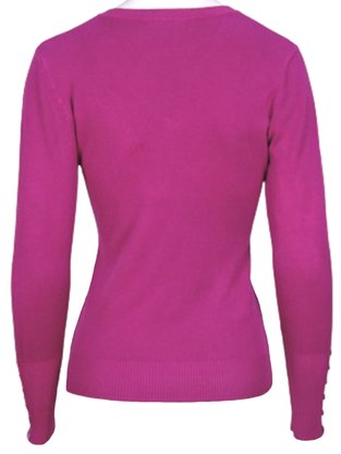 Suéter Tricô Feminino Detalhe Punho Com Botões 2453 Dunialin Orquidea