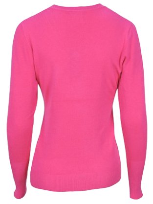 Suéter Tricô Feminino Detalhe Punho Com Botões 2453 Dunialin Pink