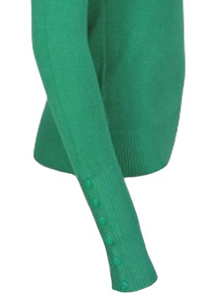 Suéter Tricô Feminino Detalhe Punho Com Botões 2453 Dunialin Verde