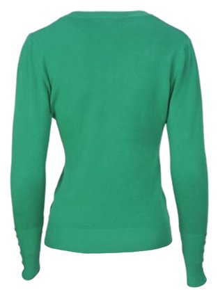 Suéter Tricô Feminino Detalhe Punho Com Botões 2453 Dunialin Verde