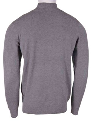 Suéter Tricô Masculino Gola Alta Com Zíper 2484 Dunialin Cinza