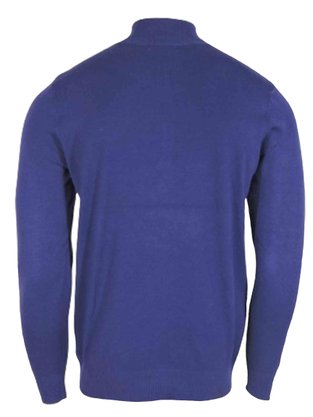 Suéter Tricô Masculino Gola Alta Com Zíper 2484 Dunialin Marinho