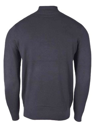 Suéter Tricô Masculino Gola Alta Com Zíper 2484 Dunialin Preto