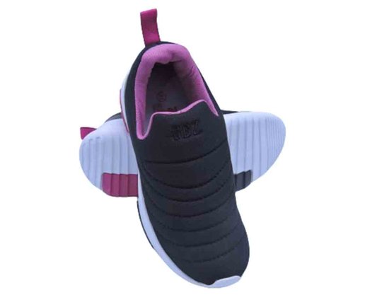 Tênis Calce Fácil Feminino Juvenil G-274 Gibizinho Preto E Pink