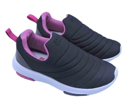 Tênis Calce Fácil Feminino Juvenil G-274 Gibizinho Preto E Pink