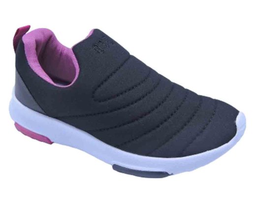Tênis Calce Fácil Feminino Juvenil G-274 Gibizinho Preto E Pink