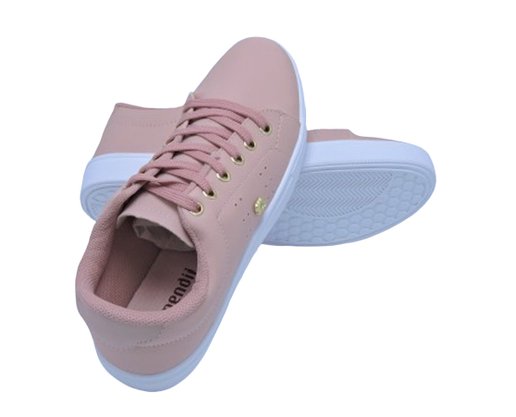 Tênis Feminino Adulto Casual MD52 Mendii Nude e Branco