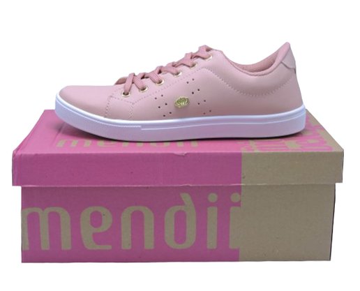 Tênis Feminino Adulto Casual MD52 Mendii Nude e Branco