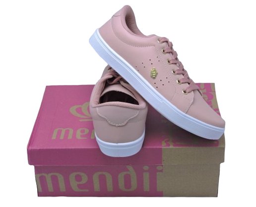 Tênis Feminino Adulto Casual MD52 Mendii Nude e Branco