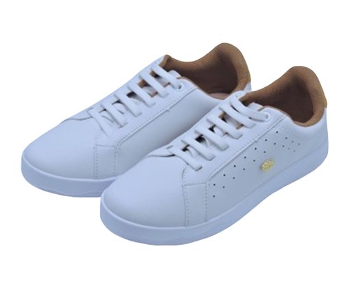 Tênis Feminino Adulto em Napa MDI71 Mendii Branco e Camel