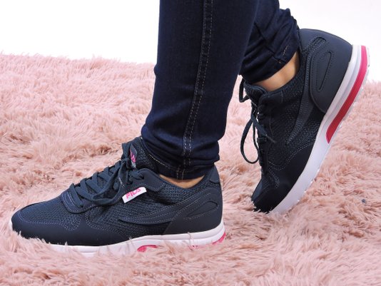 Tênis Feminino Adulto Esportivo Extra Runner 51U373X Fila Marinho e Rosa