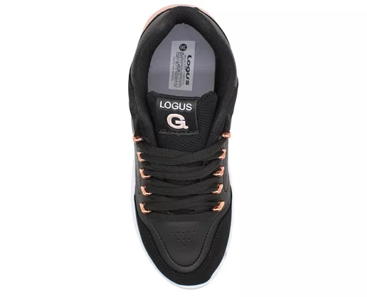Tênis Feminino Casual Flamê 22490P Logus Preto e  Rosê