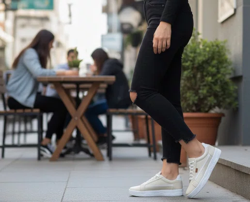 Tênis Feminino Casual MDI89 Mendii Creme e Branco