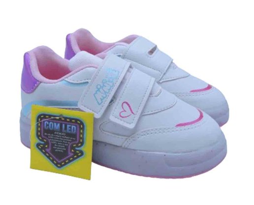 Tênis Feminino Infantil Com Led MP2405 Mini-Pé Branco