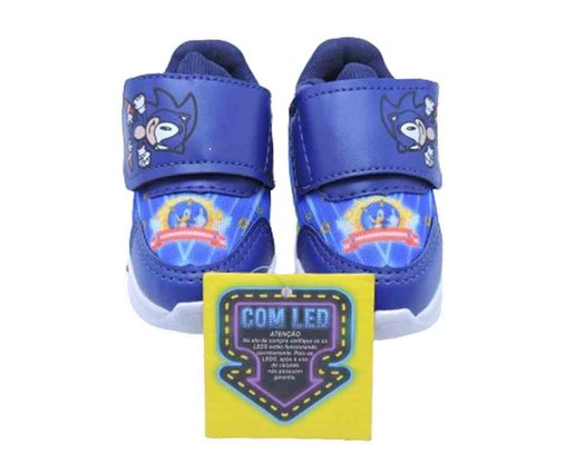 Tênis Masculino Infantil Com Led Estampa Sonic MP2410 Mini-Pé Royal