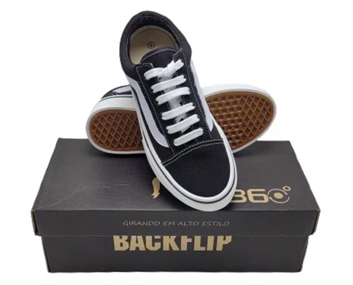 Tênis Unissex Adulto Street V-08 BackFlip Preto e Branco