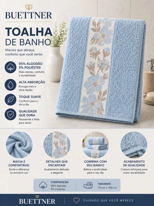 Toalha De Banho Jacquard 70X140 Carlina Buetter Mediterrânio