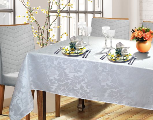 Toalha De Mesa Quadrada  2,00 X 2,00 Genebra Tularte Creme