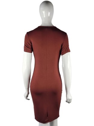 Vestido Básico Feminino Manga Curta Em Viscose Stretch 1000089473 Malwee Marrom