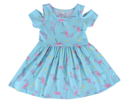 Vestido Curto Feminino Infantil Estampado Flamingo 744 Tacadu Azul Claro
