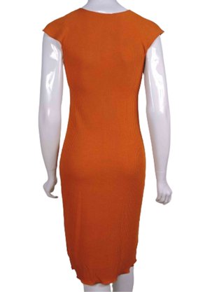 Vestido Em Malha Canelado Feminino Adulto 1.703375 Lecimar Laranja