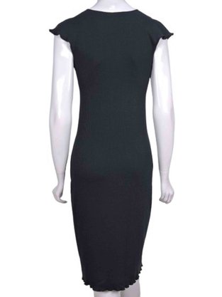 Vestido Em Malha Canelado Feminino Adulto 1.703375 Lecimar Preto