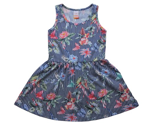 Vestido Femino Infantil Sem Manga Franzido Estampa Floral Com Cinto 10312785 Marisol Marinho